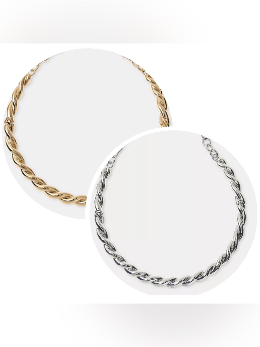 Two Brand New On 34th Twist Collar Necklaces, 1 Gold-Tone & 1 Silver-Tone, NWT